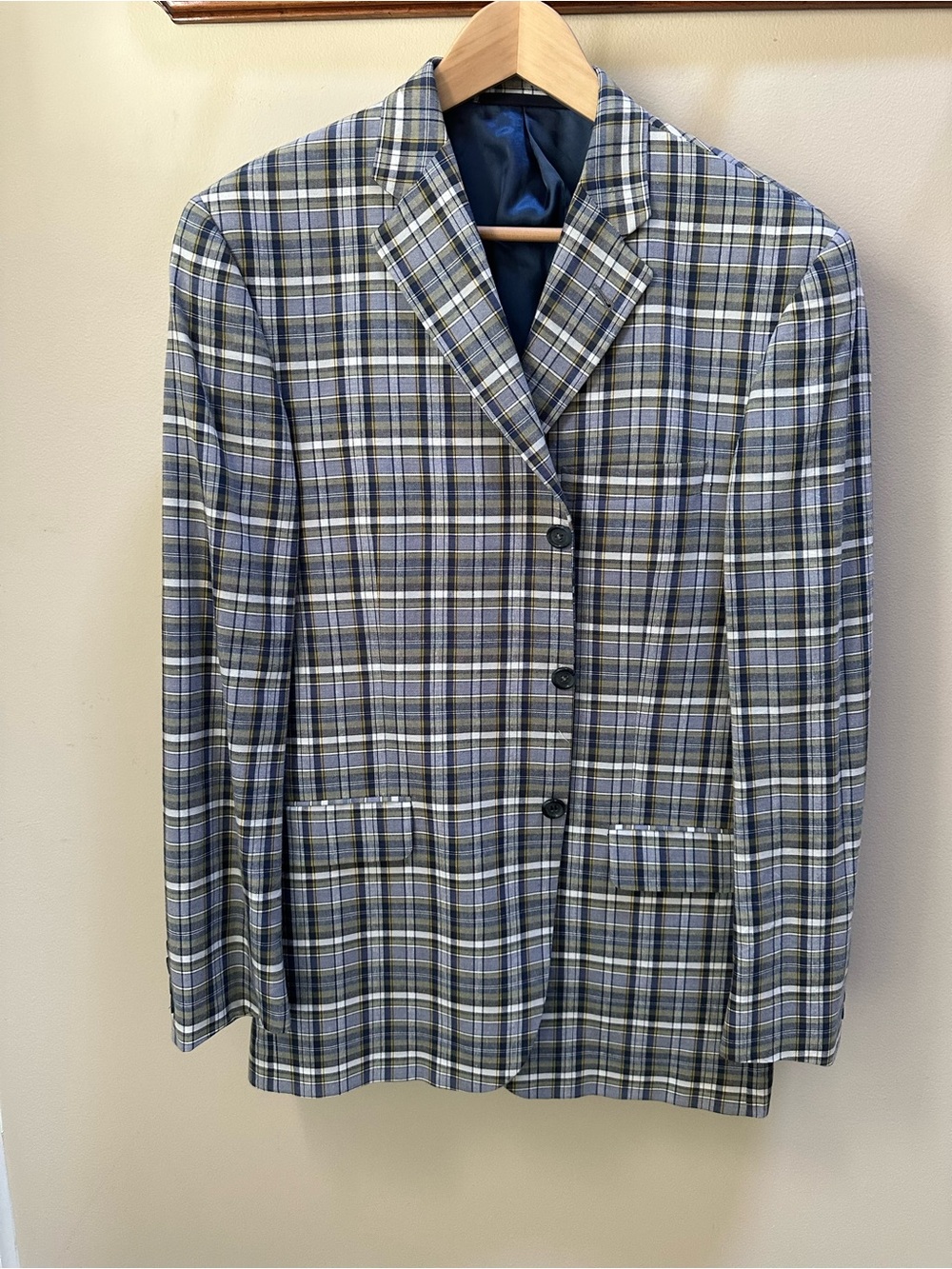 Burberry Men's Plaid Sport Coat in Blue and Gray